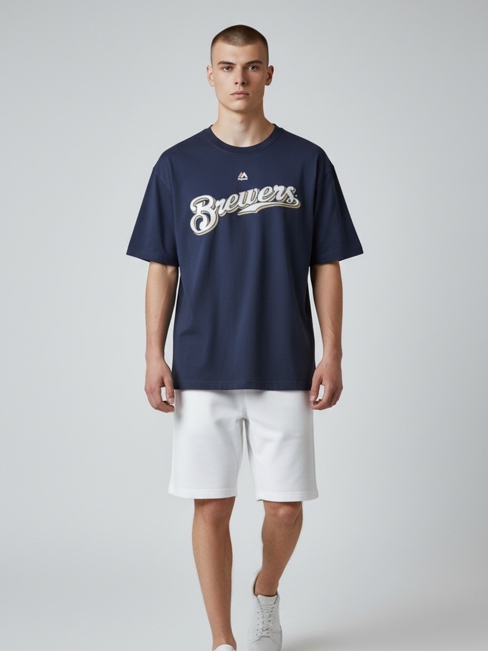MAJESTIC Brewers Yelich Navy Tshirt